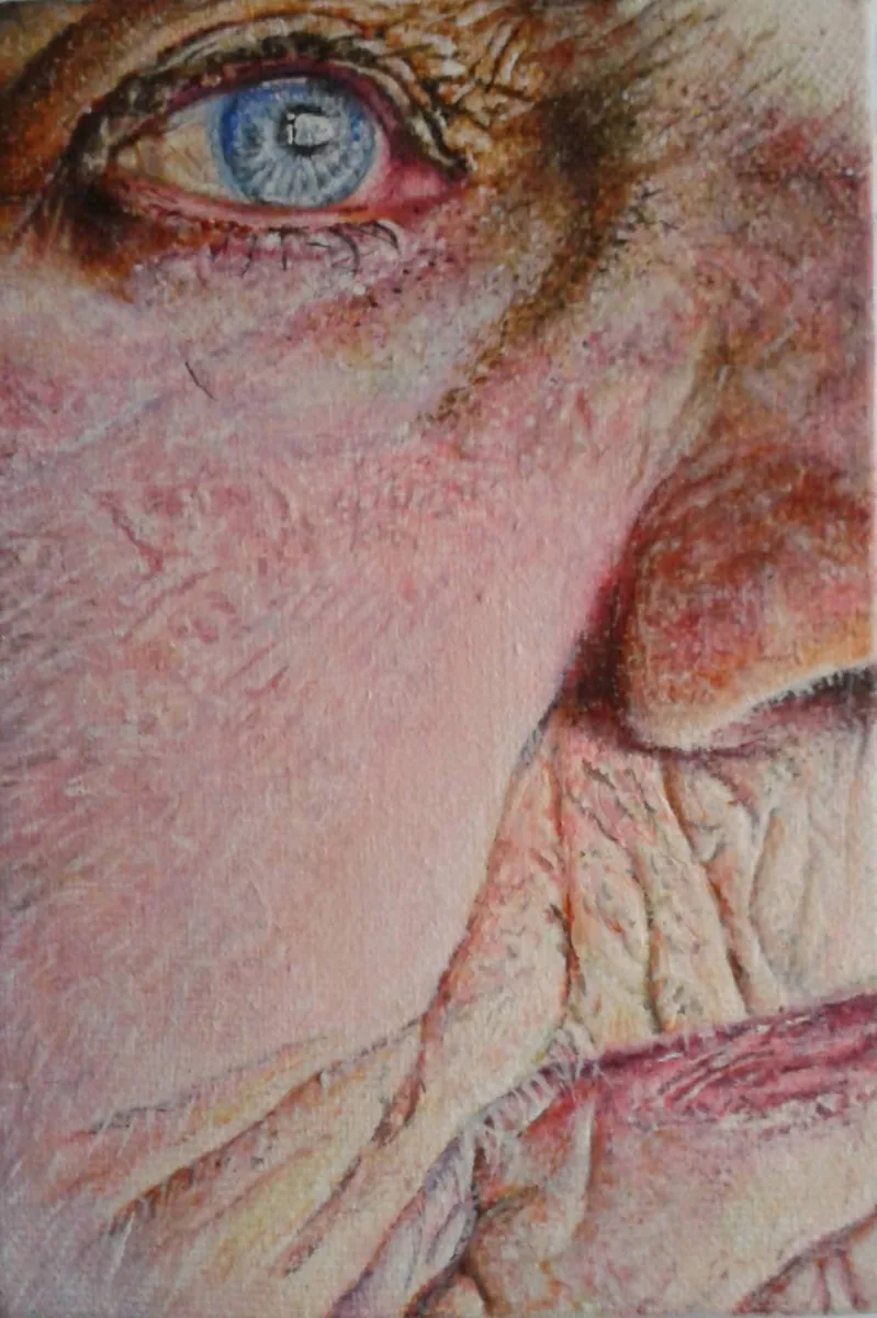 Oil portrait commission, close-up facial study