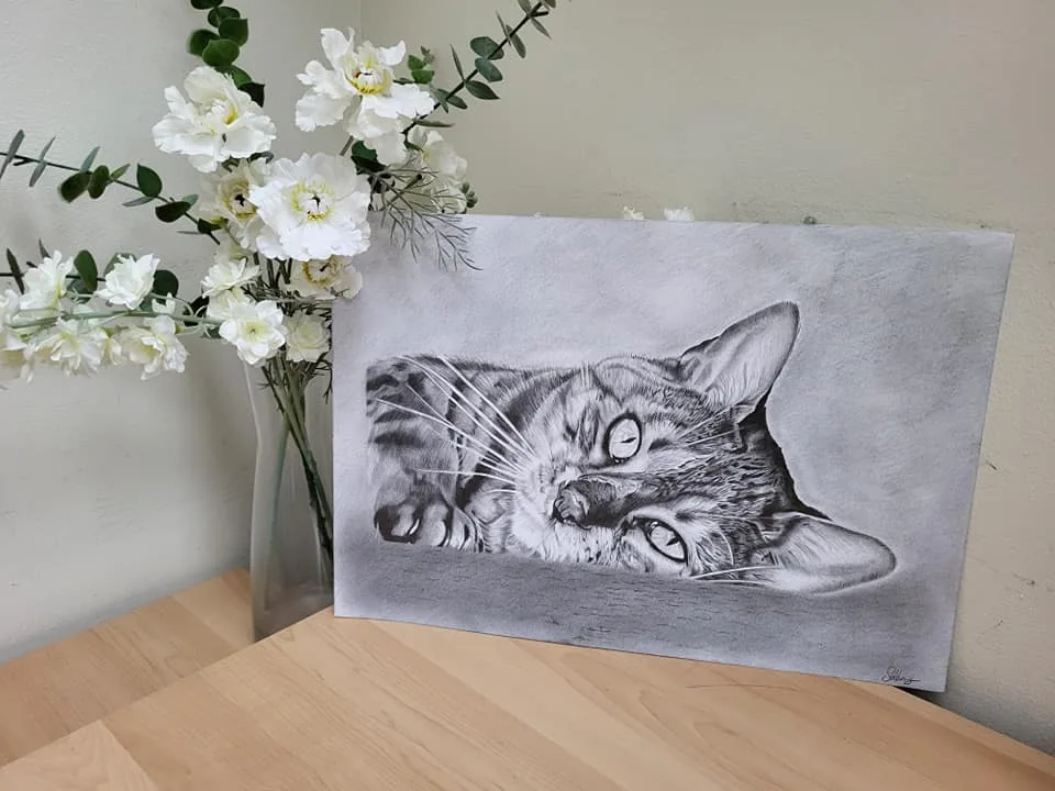 Detailed pencil cat portrait