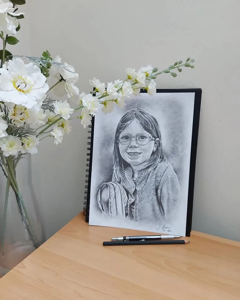 Pencil portrait commission of a young girl